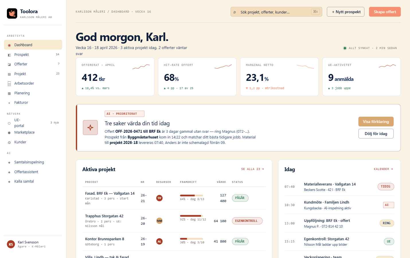 Toolora dashboard